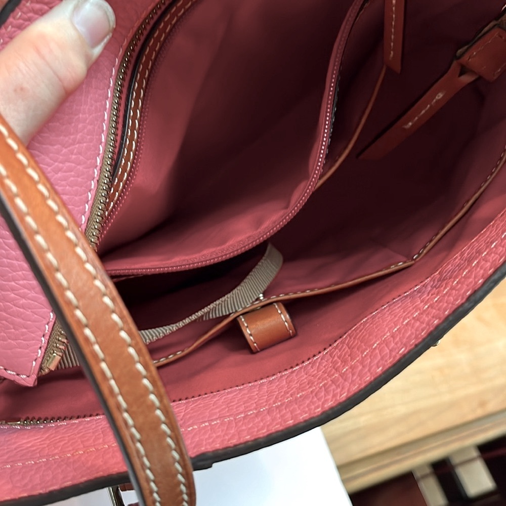 Dooney & Bourke Lexington Pebbled Leather Shopper Tote Persimmon Orange (pink) - Picture 6 of 8